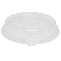 a round transparent PET låg