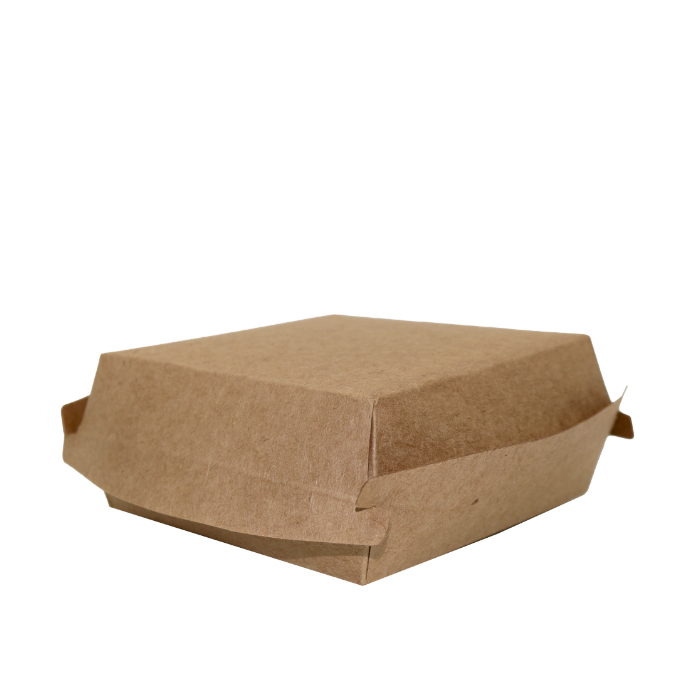 2-delt burgerboks, 13 x 13 x 3 cm.