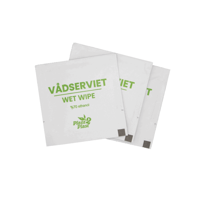 Vådserviet, 60x60mm.