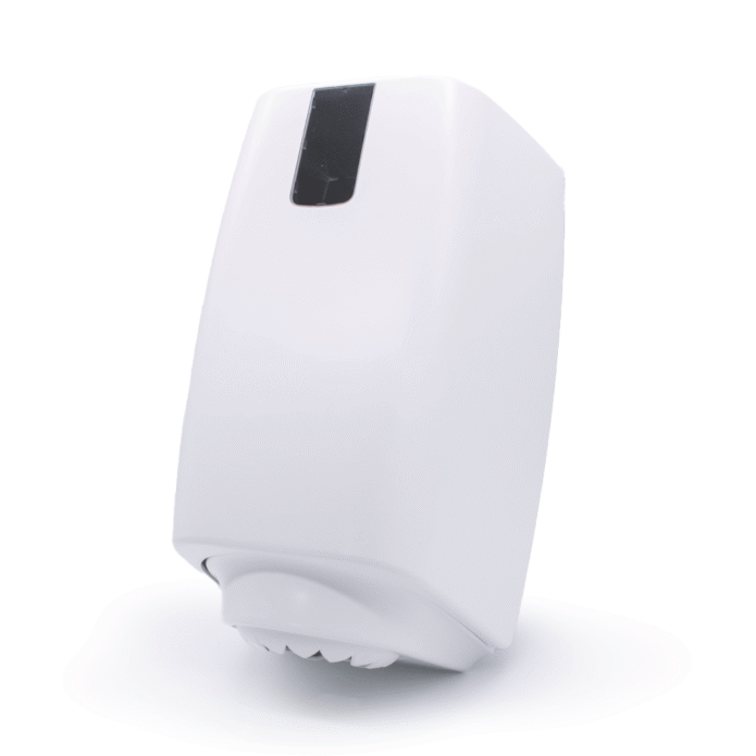 papirhåndklæde dispenser lavet af hvid plast
